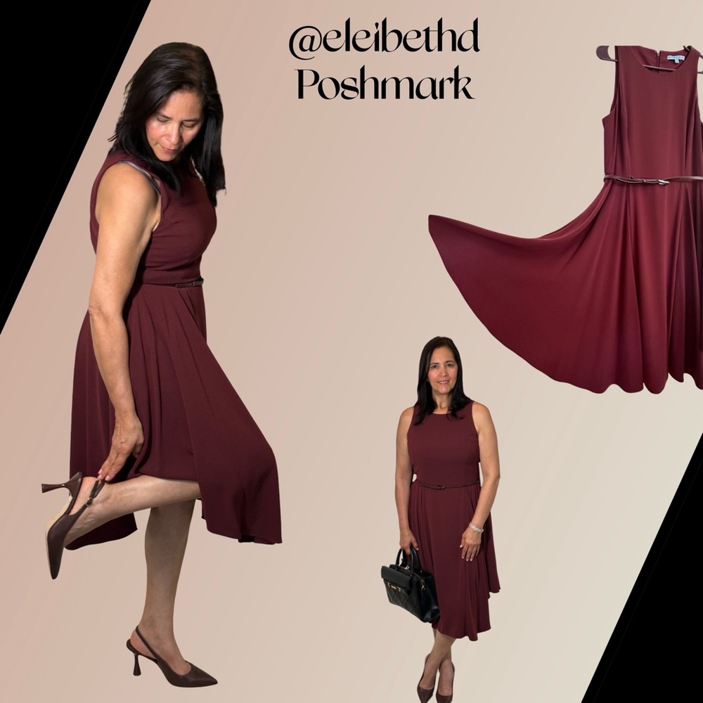 ANTONIO MELANI Burgundy Midi Dress Size 12